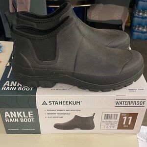 Staheekum Men's Black Ankle Rain Boots - Size 11